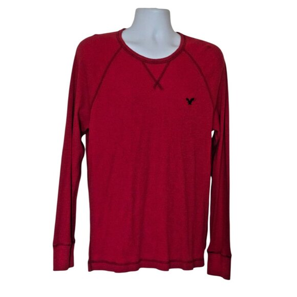 American Eagle Outfitters Men's Waffle Knit Thermal Top Pullover red size XL - Picture 2 of 10